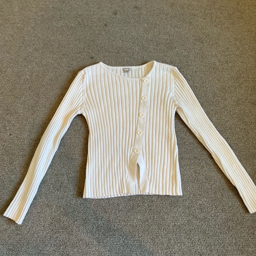 Habitual Cream Ribbed Kids Sweater